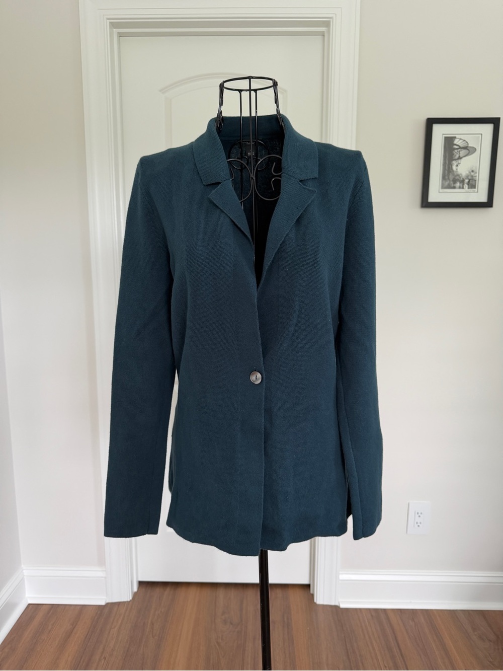 Ann Taylor Deep Teal Single-Button Sweater Blazer